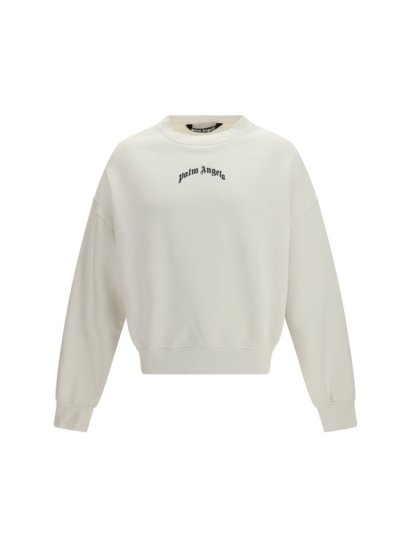 Palm Angels Palm Angels Back Curved Logo Sweatshirt Off White Black - World Class Fashion
