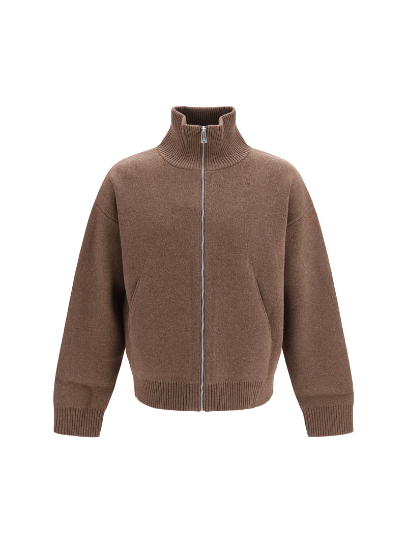 Axel Arigato Axel Arigato Core Wool Zip-up Sweater Dark Brown - World Class Fashion