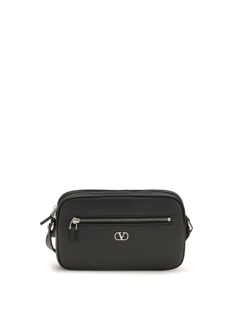 Valentino Garavani Valentino Garavani Grained Leather Crossbody Bag Nero - World Class Fashion