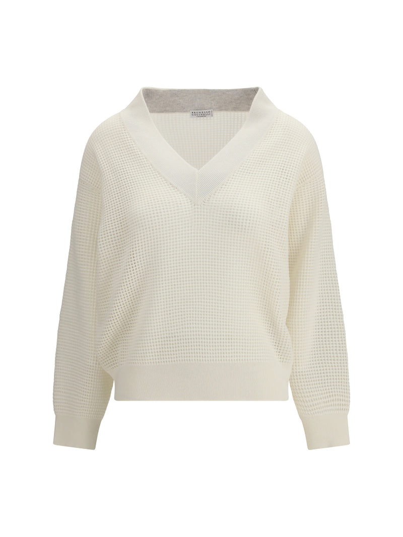 Brunello Cucinelli Brunello Cucinelli Cashmere Net Sweater Panama+Nebbia - World Class Fashion