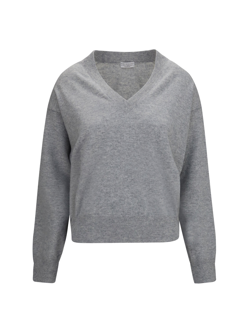 Brunello Cucinelli Brunello Cucinelli V-neck Cashmere Sweater Ciottolo - World Class Fashion