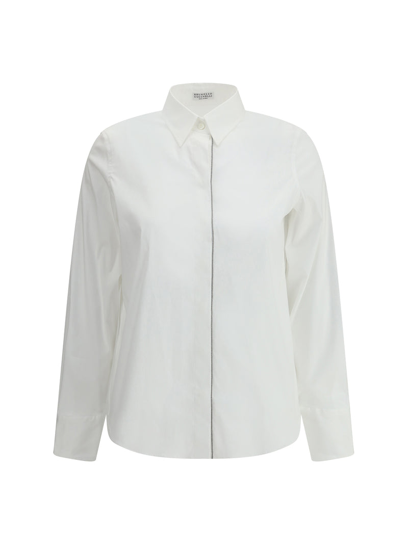 Brunello Cucinelli Brunello Cucinelli Embellished Cotton Shirt White - World Class Fashion