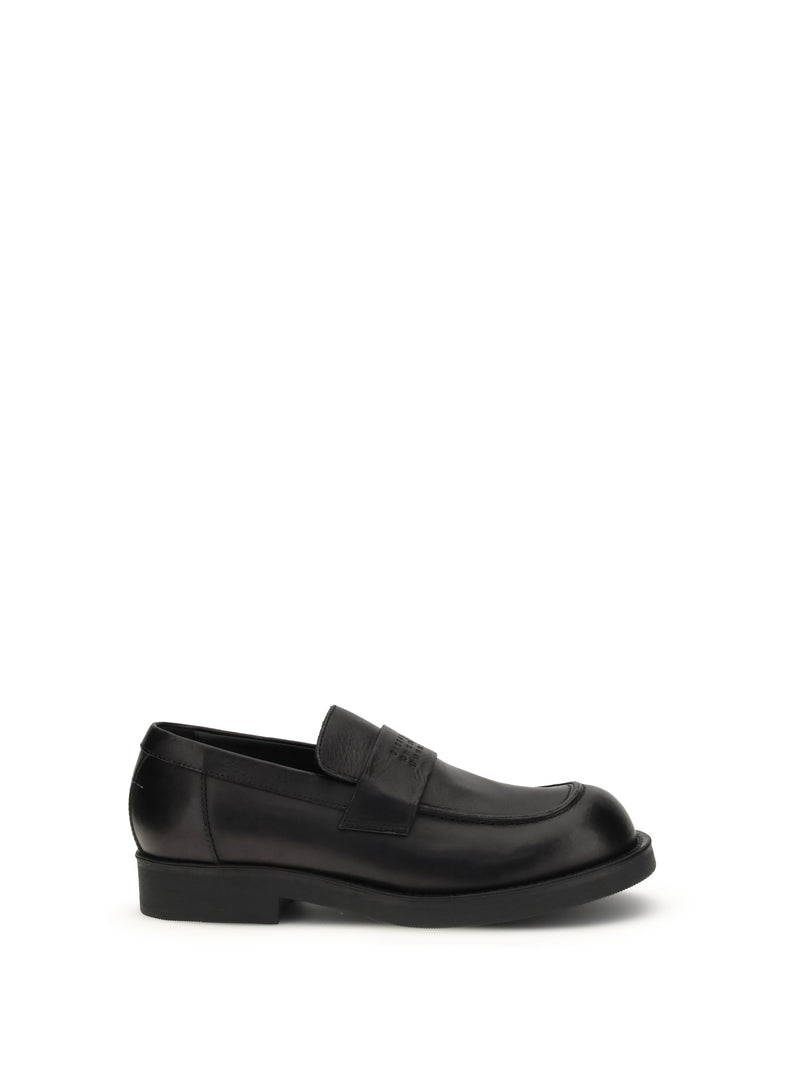 Mm6 Mm6 Loafers With Visible Topstitching Black - World Class Fashion