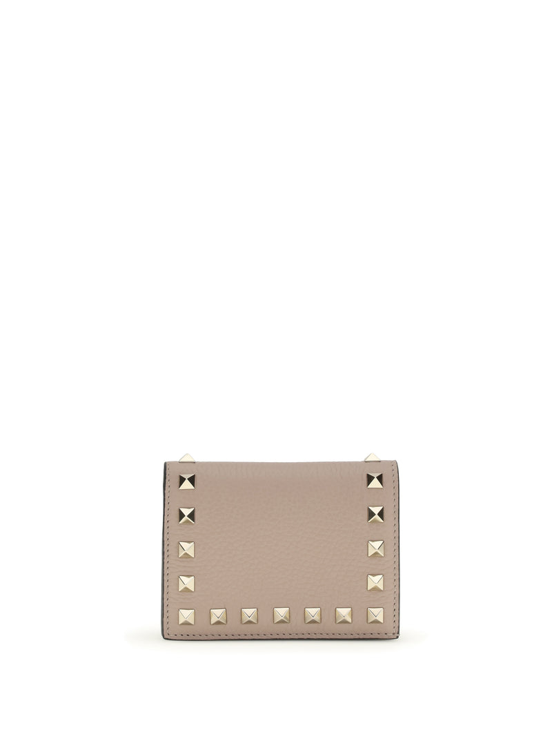 Valentino Garavani Valentino Garavani Rockstud Leather Wallet Poudre - World Class Fashion