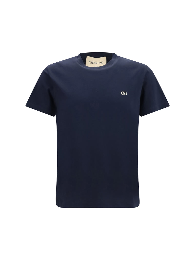 Valentino Valentino Camiseta de algodón con VLogo azul marino para hombre - World Class Fashion
