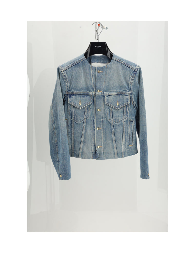Celine Celine Cotton Jacket Melon Blue Women - World Class Fashion