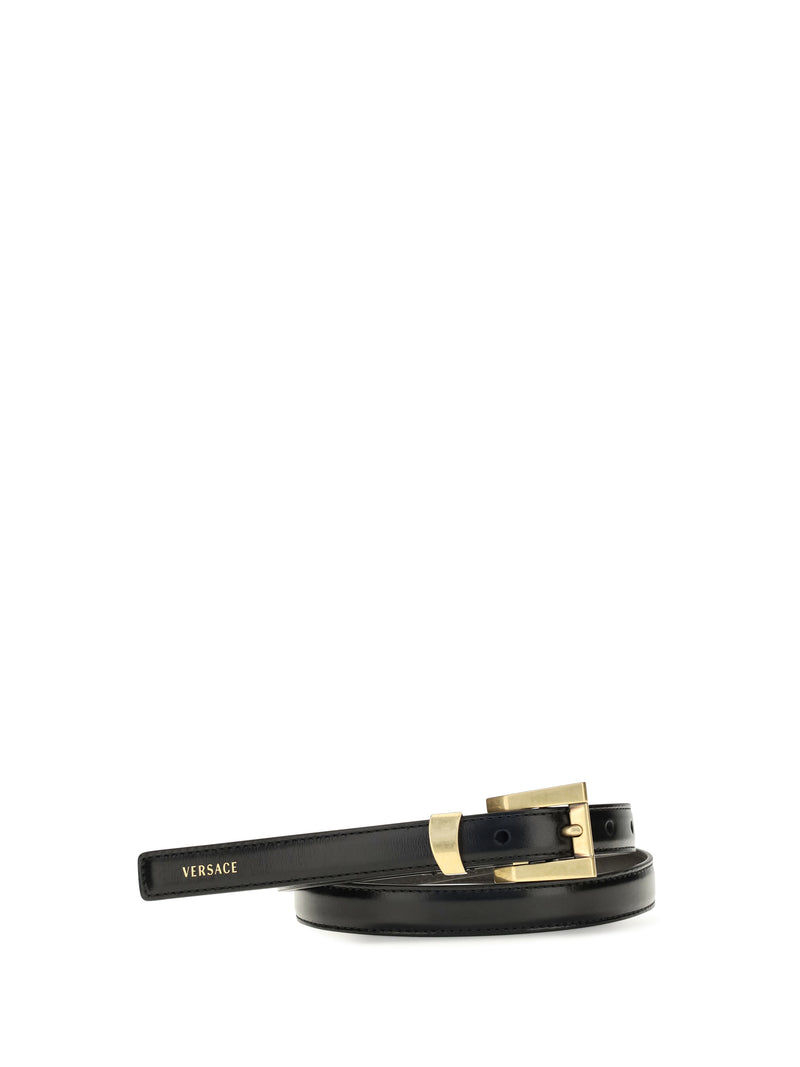 Versace Versace Glossy Leather Logo Print Belt - World Class Fashion