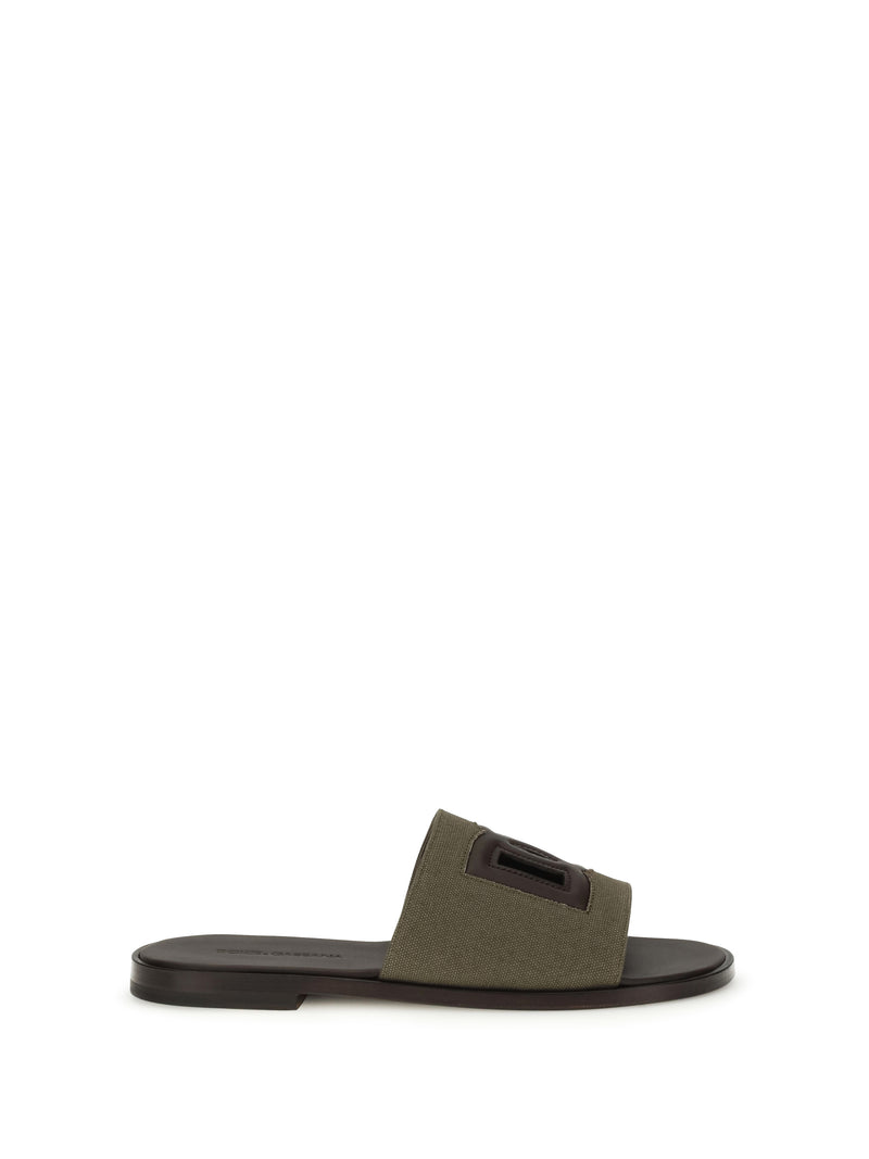 Dolce & Gabbana Dolce & Gabbana Canvas Slide Sandals Militare/Moro - World Class Fashion