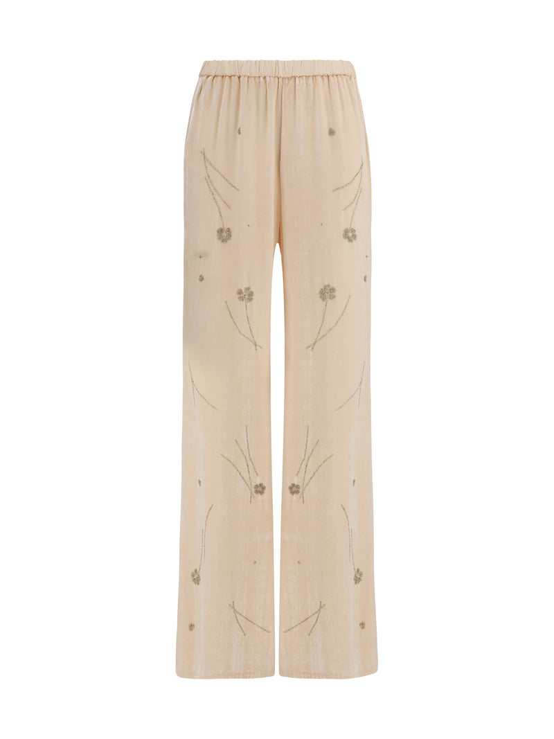 Forte_forte Forte_forte Fleurs D'orient Velvet Pants Pink - World Class Fashion