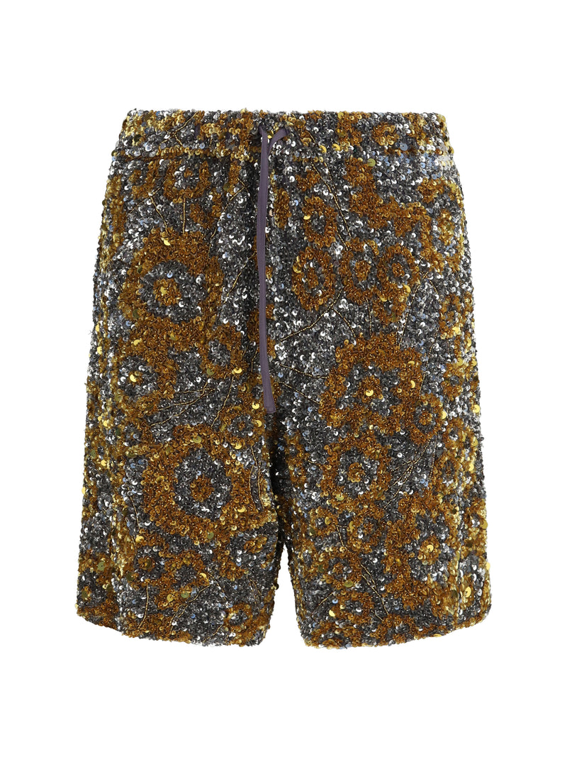 Dries Van Noten Dries Van Noten Sequin-embellished Shorts Silver - World Class Fashion