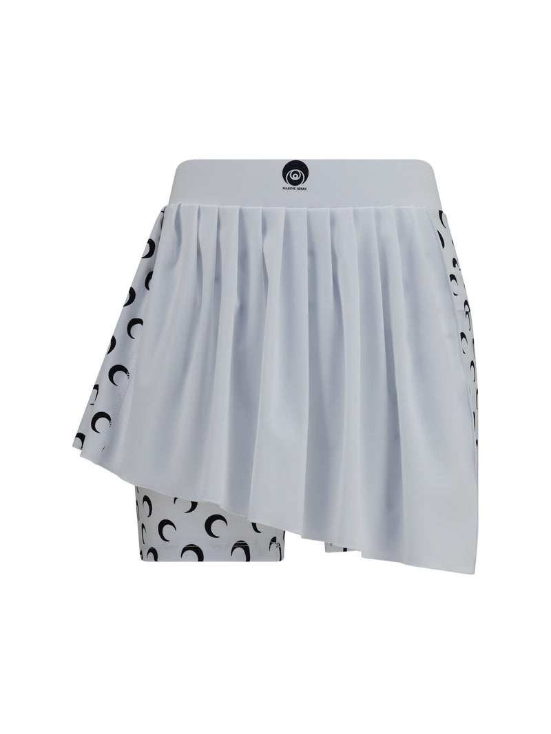 Marine Serre Marine Serre Sporty Mini Skirt With Built-in Shorts Optical White - World Class Fashion