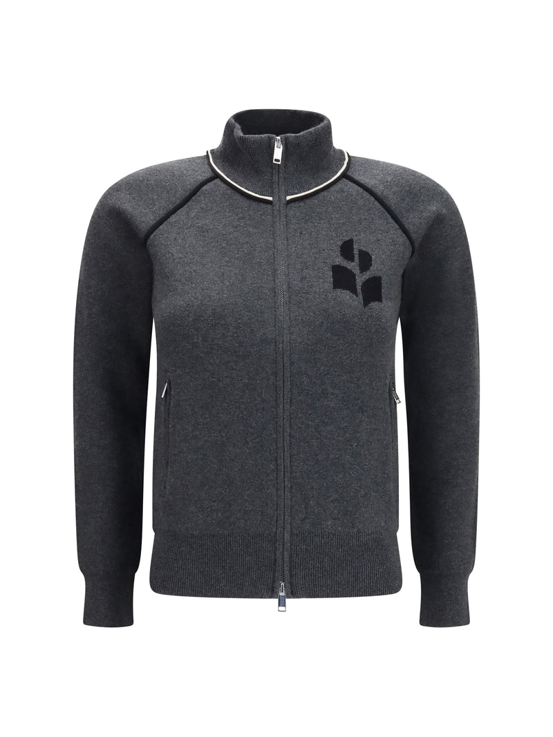 Marant Étoile Marant Étoile Lanya Logo Zip Cardigan Anthracite/Black - World Class Fashion