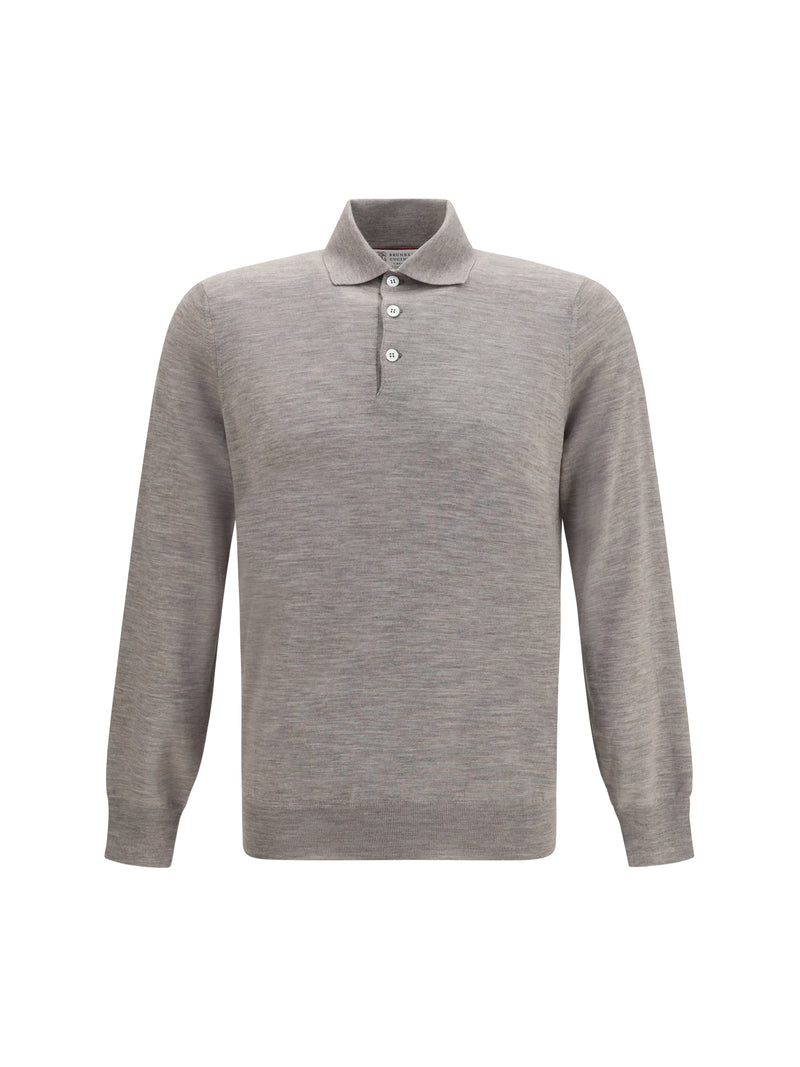 Brunello Cucinelli Brunello Cucinelli Virgin Wool Polo Sweater Grey Men - World Class Fashion