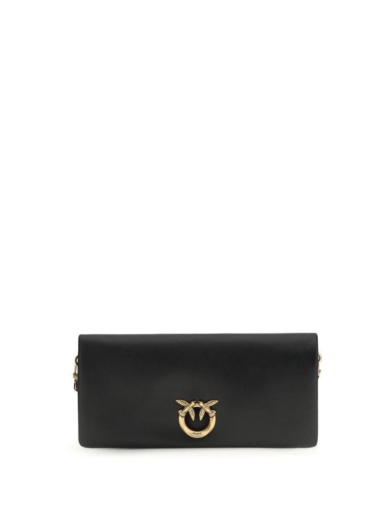Pinko Pinko Love Medium Clutch Bag Nero-Antique Gold - World Class Fashion