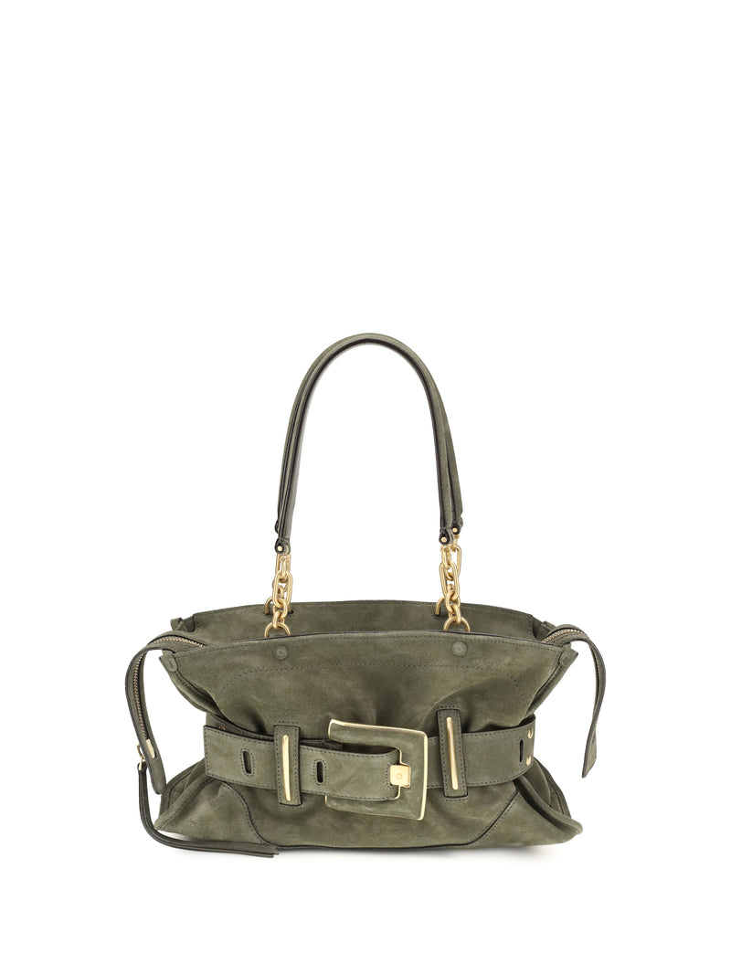 Balmain Balmain Anthem Bag Suede Leather Dark Olive - World Class Fashion