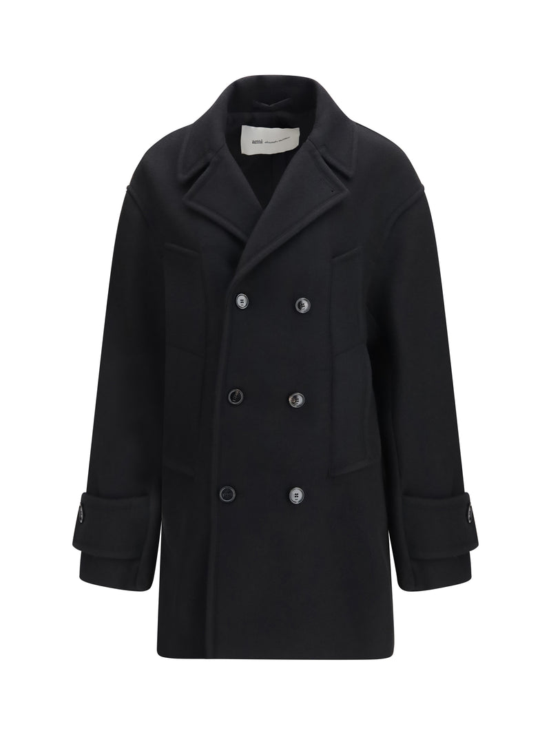 AMI Paris AMI Paris Virgin Wool Short Caban Coat Black - World Class Fashion