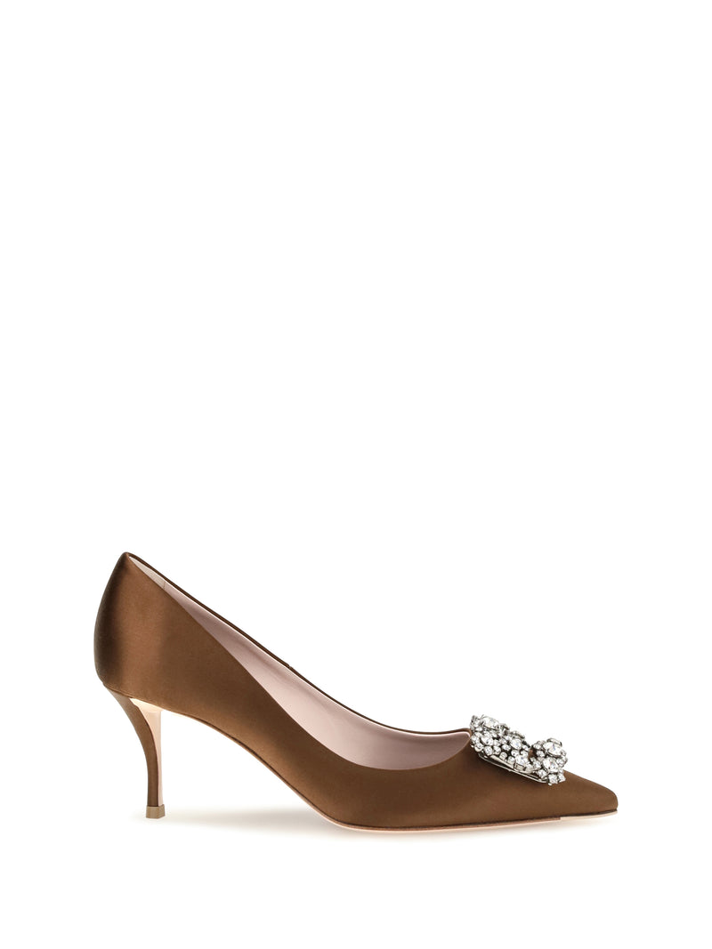 Roger Vivier Roger Vivier Efflorescence Satin Pumps Cacao - World Class Fashion