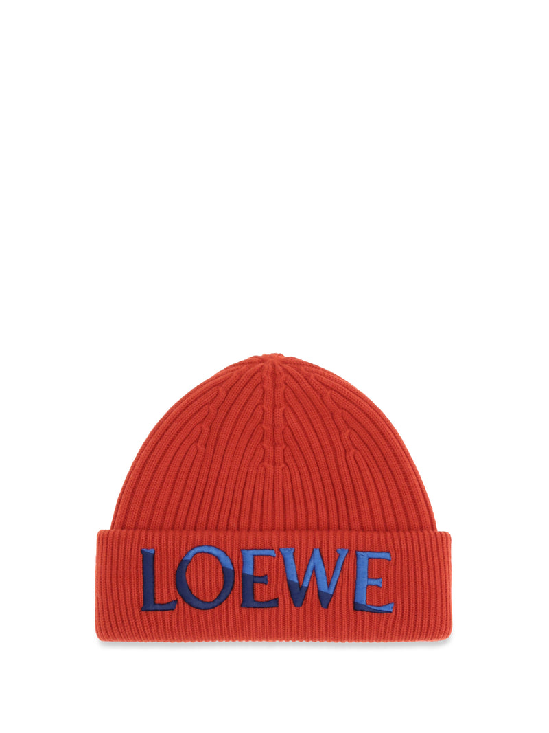 Loewe Loewe Wool Beanie Red/Blue - World Class Fashion