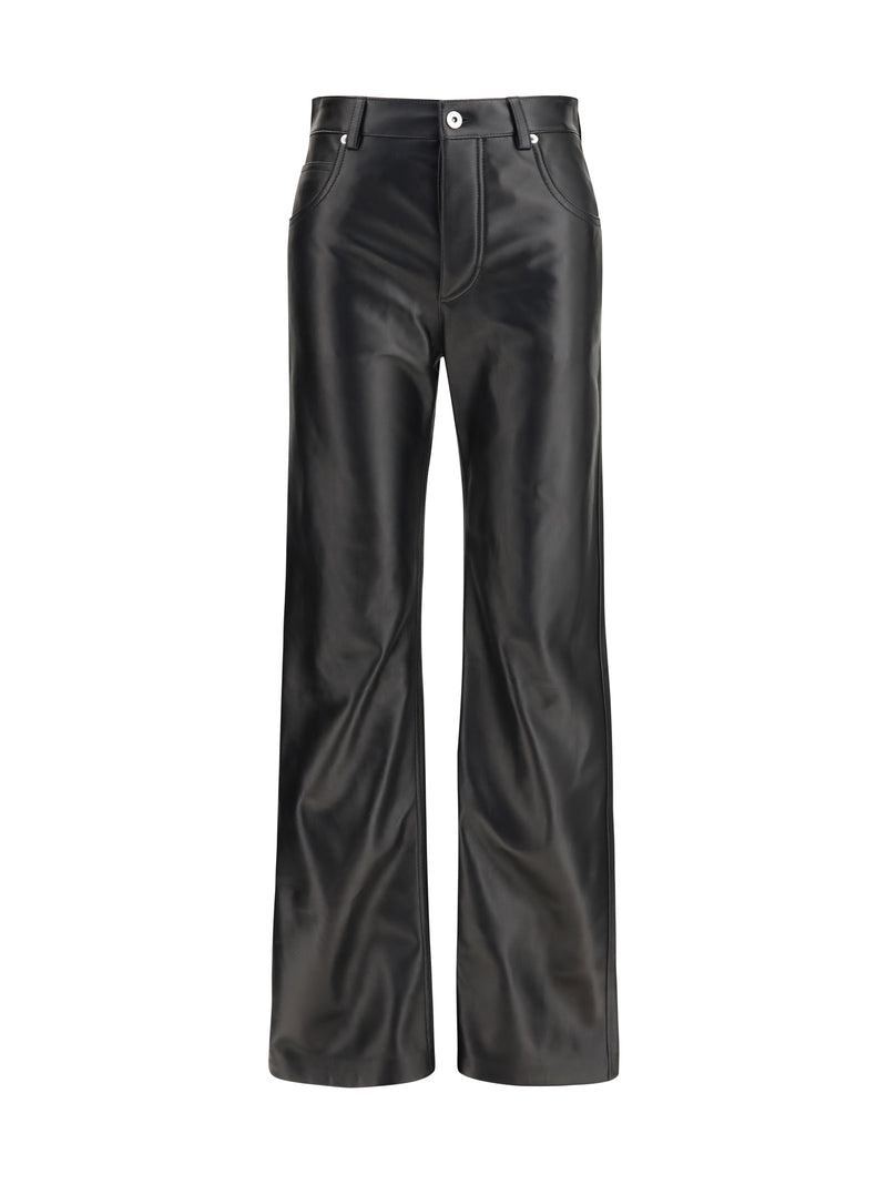 Bottega Veneta Bottega Veneta Glossy Leather Flared Pants Double Black - World Class Fashion
