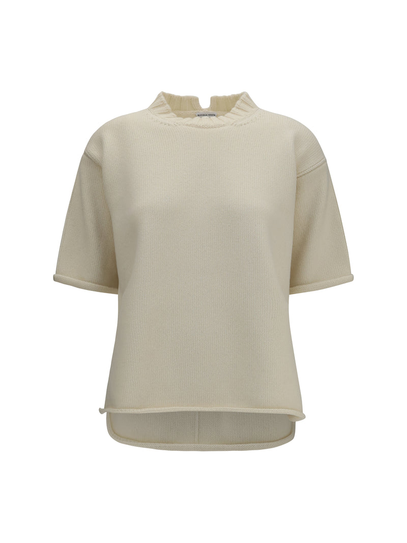 Bottega Veneta Bottega Veneta Wool Cashmere Knit T-shirt Rice - World Class Fashion