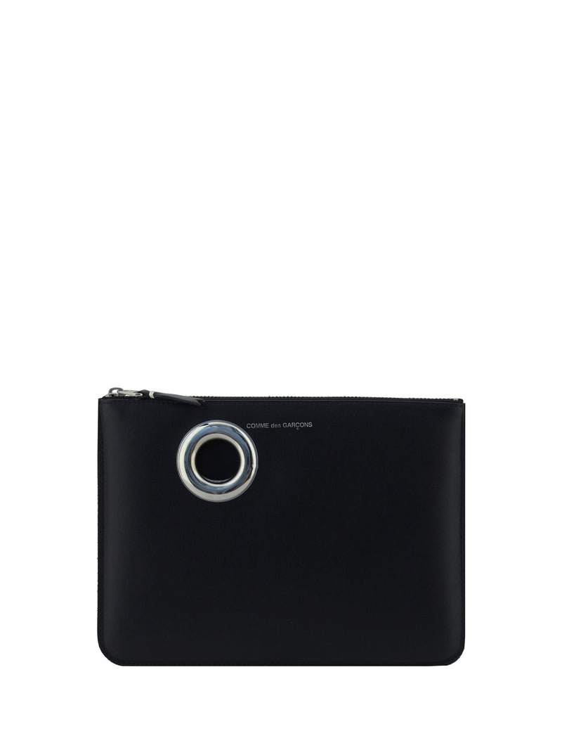 Comme Des Garçons Wallet Comme Des Garçons Wallet Silver Eyelet Coin Purse Black - World Class Fashion