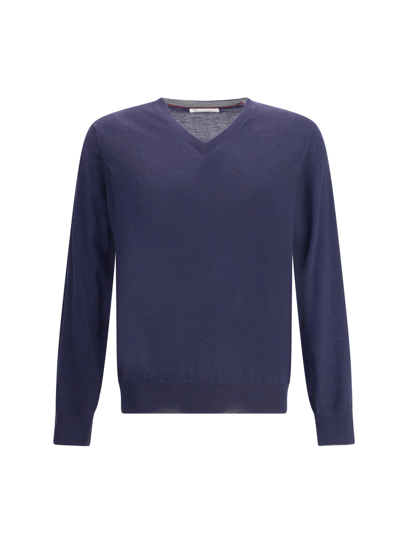 Brunello Cucinelli Brunello Cucinelli Ultrafine Virgin Wool Sweater Navy - World Class Fashion