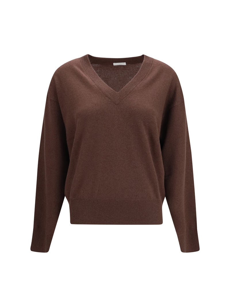 Brunello Cucinelli Brunello Cucinelli V-neck Cashmere Sweater Fondente - World Class Fashion