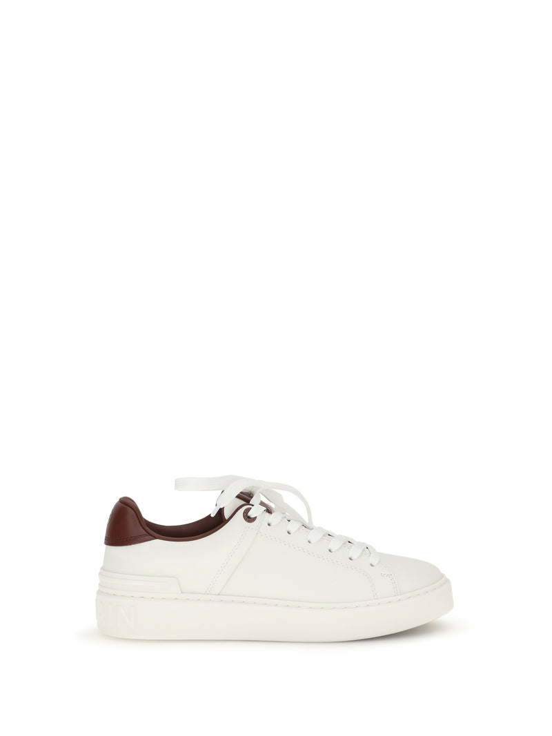 Balmain Balmain B-court Leather Sneakers White/Burgundy Women - World Class Fashion