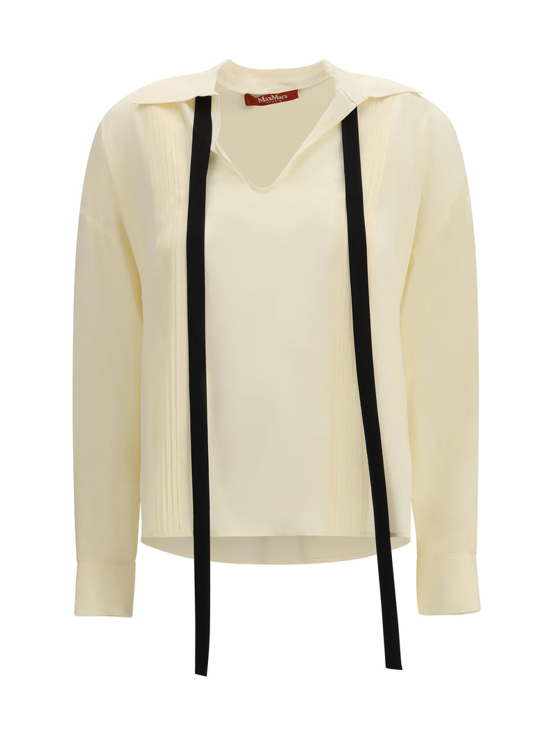 Max Mara Studio Max Mara Studio Silk Blouse Beige - World Class Fashion