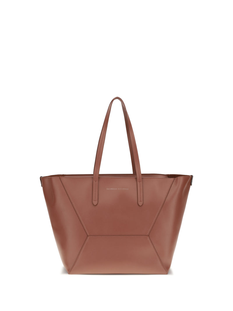 Brunello Cucinelli Brunello Cucinelli Leather Tote Bag Fire Brick - World Class Fashion