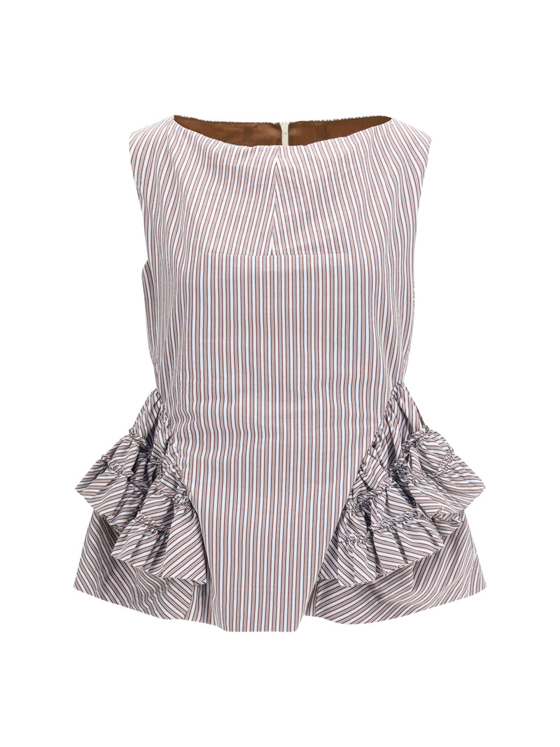 Dries Van Noten Dries Van Noten Striped Ruffled Peplum Top - World Class Fashion