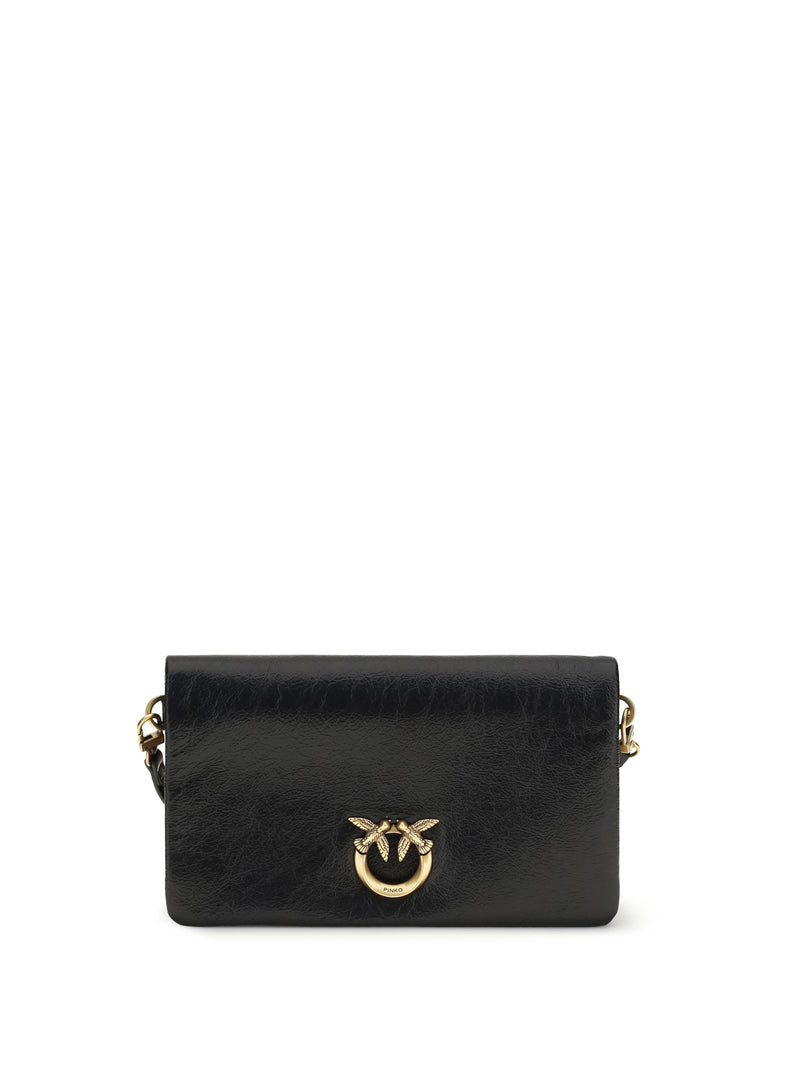 Pinko Pinko Love Click Soft Horizontal Mini Shoulder Bag Nero-Antique Gold - World Class Fashion