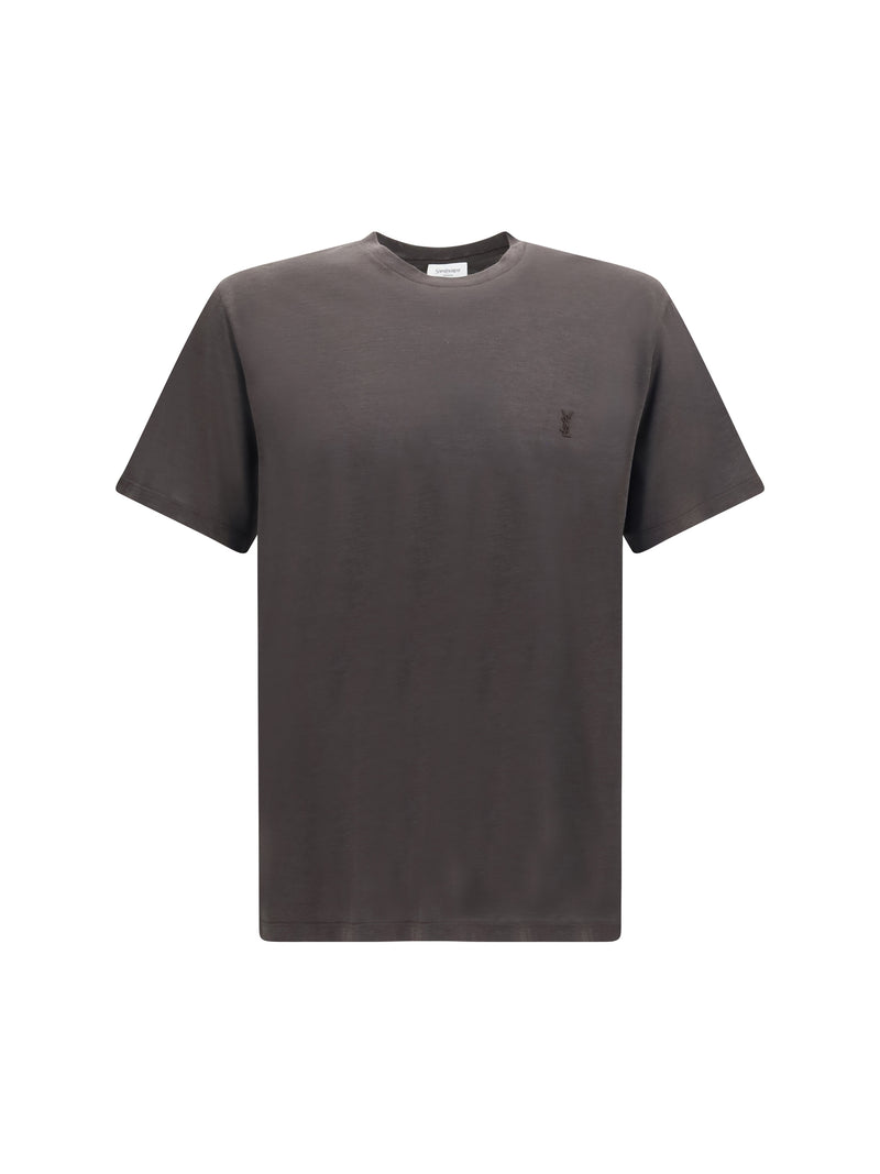 Saint Laurent Saint Laurent Cassandre Silk Cotton T-shirt Ebene - World Class Fashion