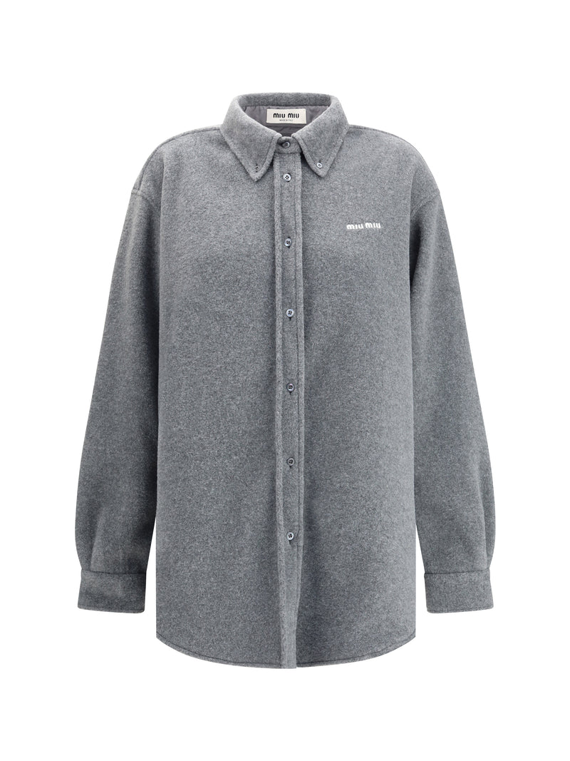 Miu Miu Miu Miu Button Up Shirt Grigio Women - World Class Fashion