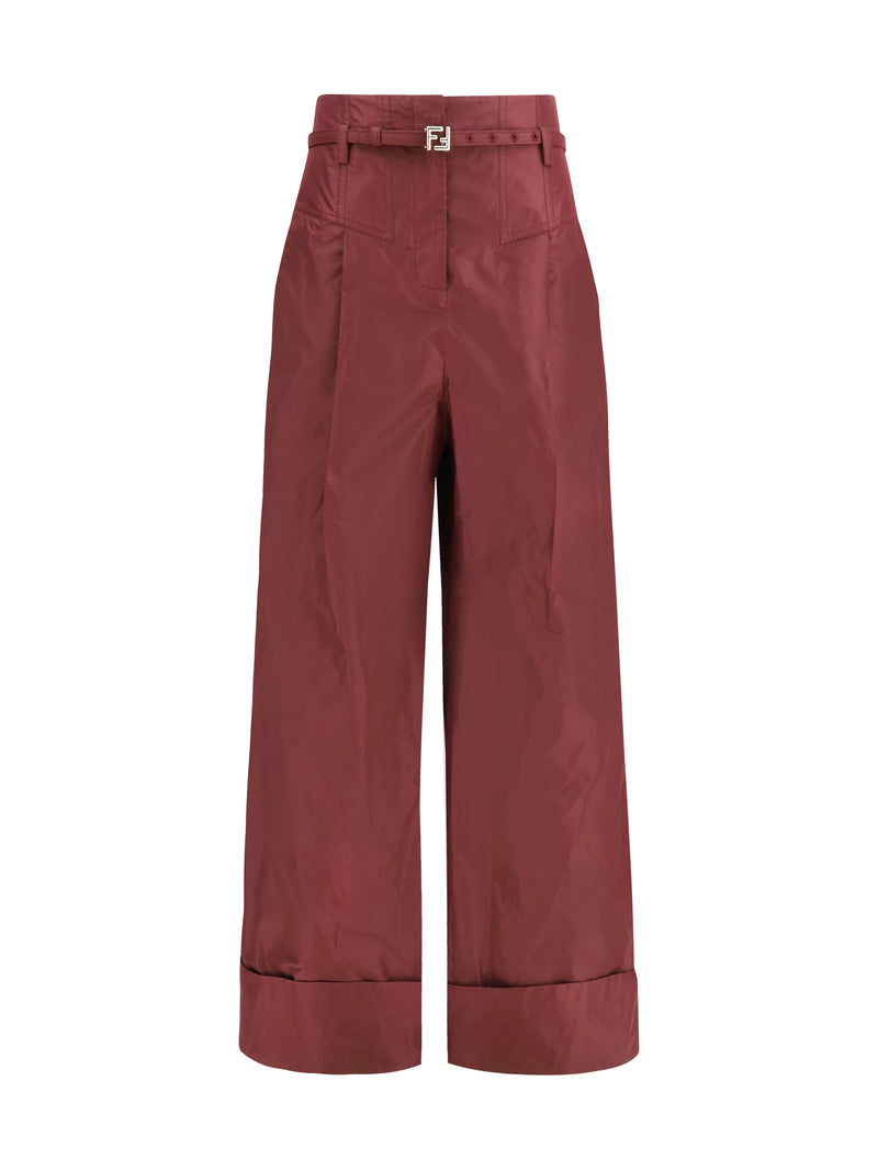 Fendi Fendi Taffeta Silk Pants Plum Women - World Class Fashion