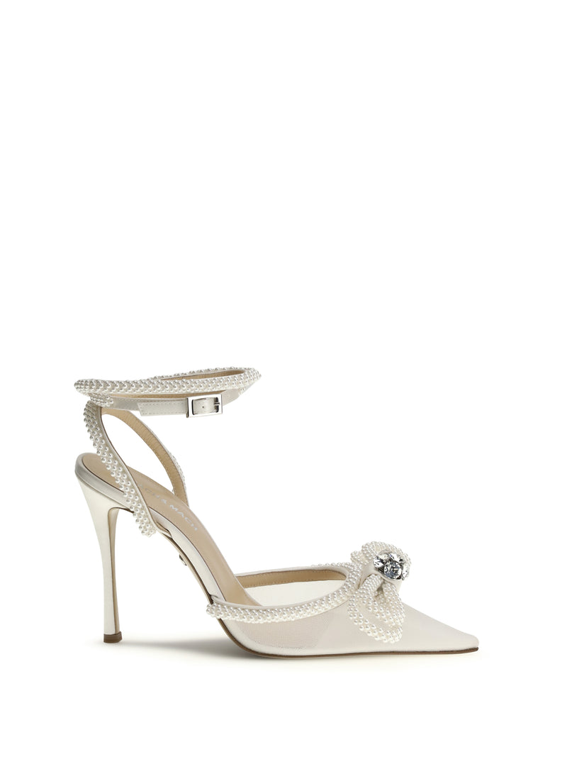 Mach & Mach Mach & Mach Double Bow Satin Pumps White - World Class Fashion
