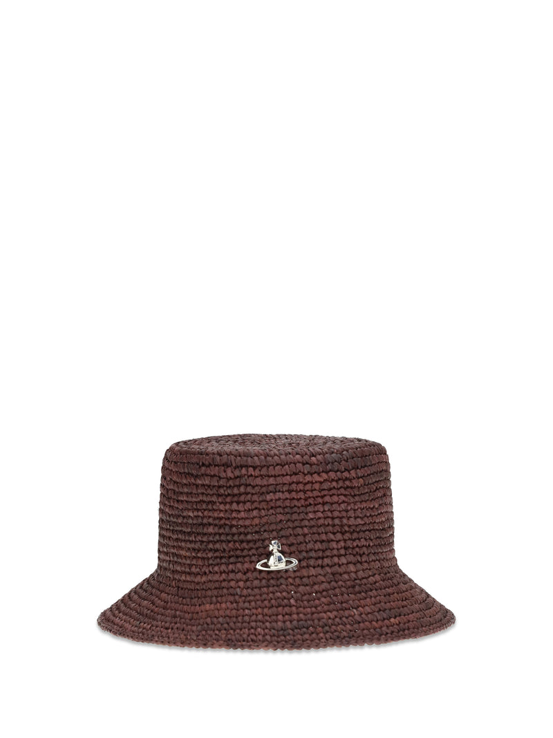 Vivienne Westwood Vivienne Westwood Orb Raffia Bucket Hat Chocolate - World Class Fashion
