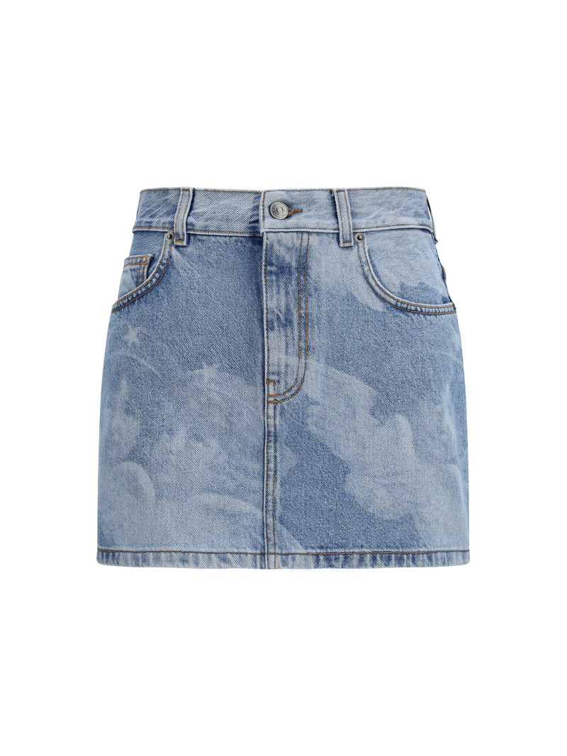 Fiorucci Fiorucci Angel-print Denim Mini Skirt Medium Blue - World Class Fashion