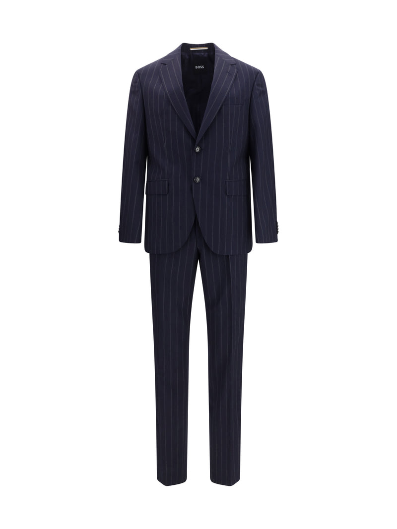 Hugo Boss Black Hugo Boss Black Striped Virgin Wool Suit Dark Blue - World Class Fashion