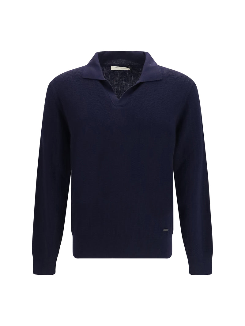 Brooksfield Brooksfield Polo Collar Sweater Navy - World Class Fashion