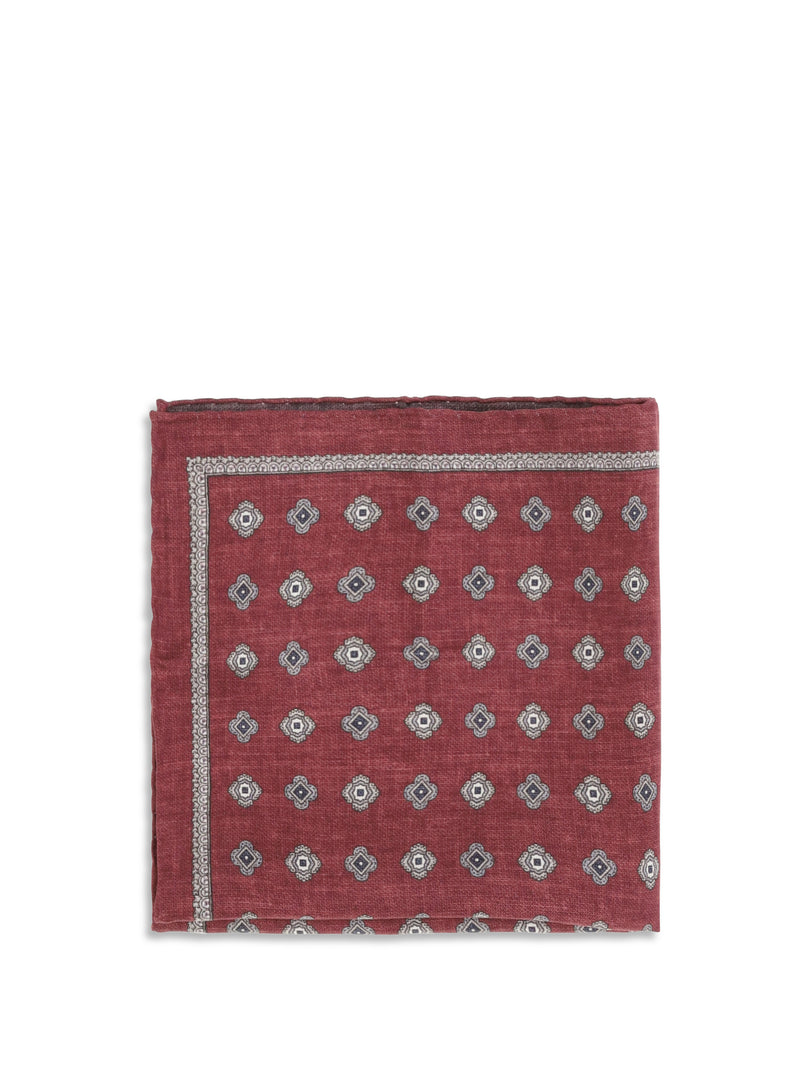 Brunello Cucinelli Brunello Cucinelli Jacquard Silk Pocket Square Lava - World Class Fashion