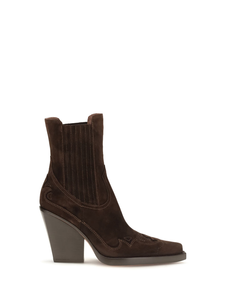 Paris Texas Paris Texas Dallas Embroidered Ankle Boots Chocolate - World Class Fashion