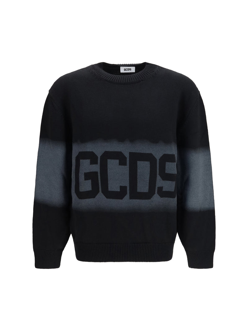 Gcds Gcds Logo Spray Crewneck Sweater Black/Grey - World Class Fashion
