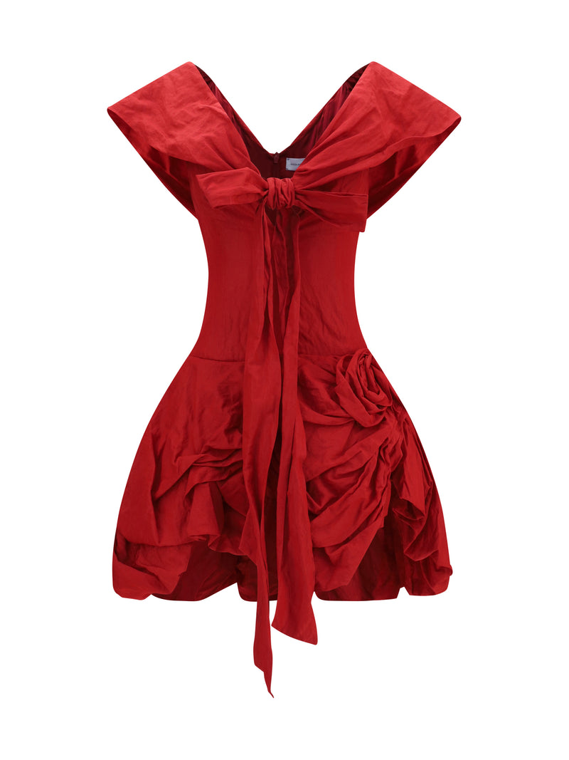 Magda Butrym Magda Butrym Draped Shawl-collar Midi Dress Red - World Class Fashion