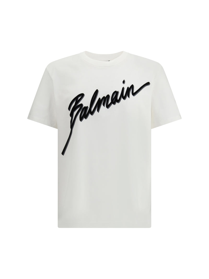 Balmain Balmain Letter Flock T-shirt Blanc/Noir Men - World Class Fashion