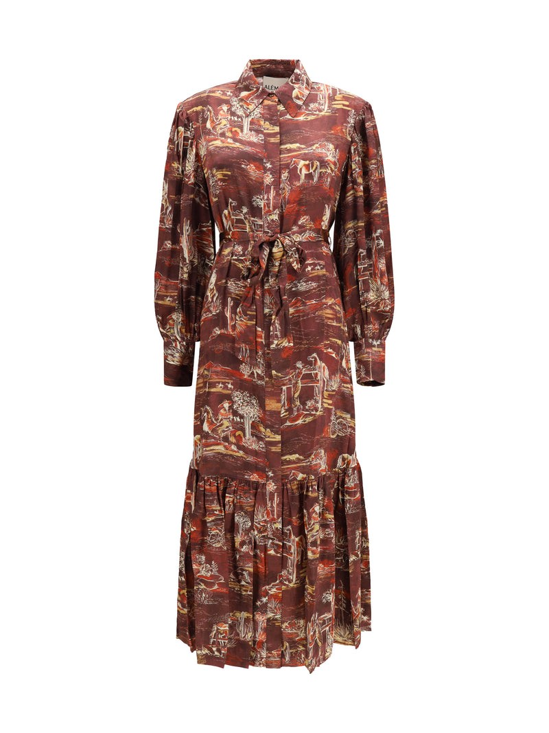 Alemais Alemais Ezra Silk Midi Shirt Dress Chocolate - World Class Fashion