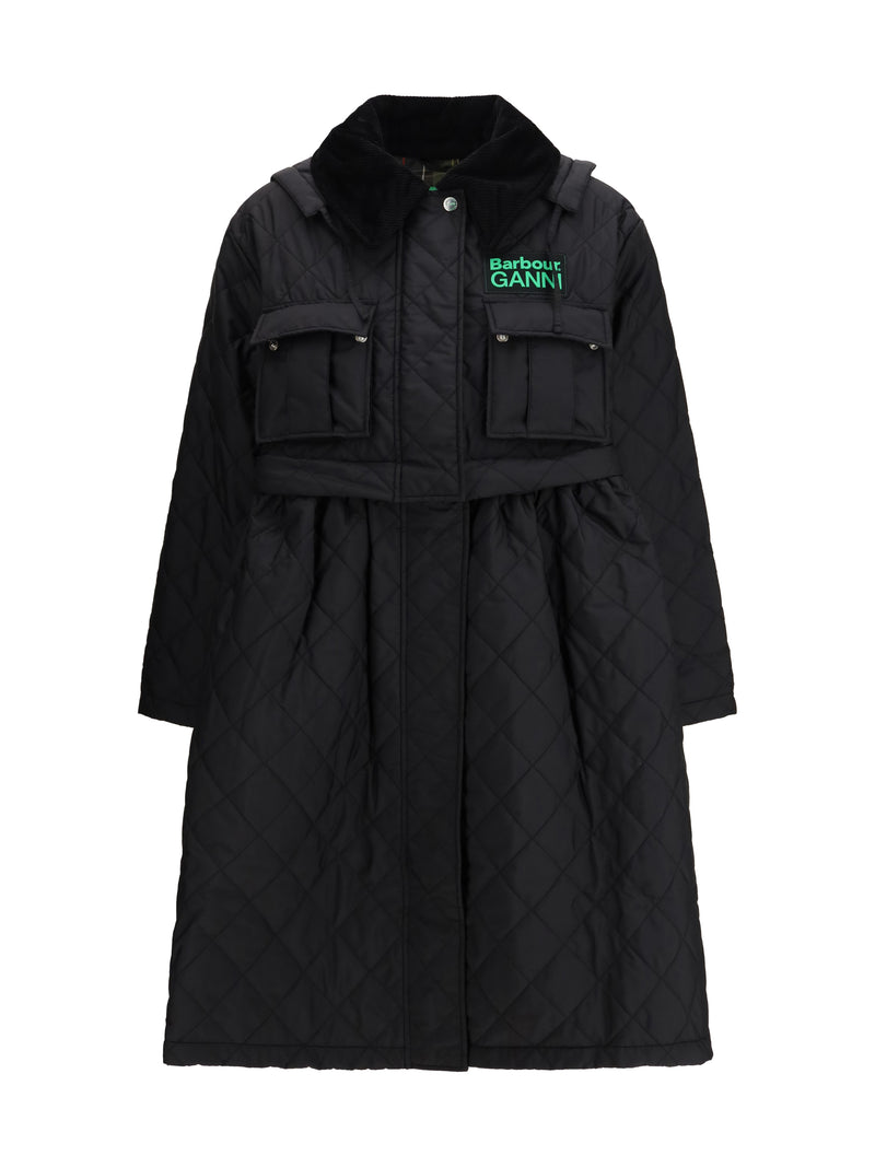 Barbour Barbour Quilted Hooded Coat Black/Classic Tartan - World Class Fashion