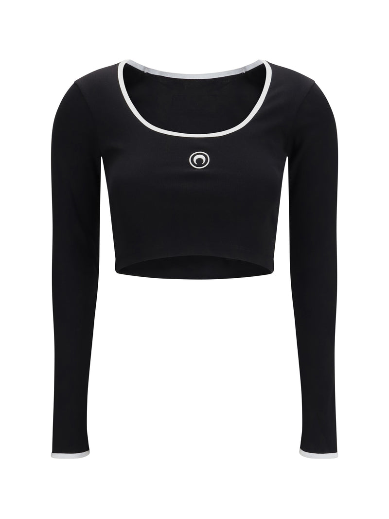 Marine Serre Marine Serre Moon Logo Bicolor Jersey T-shirt Black/White - World Class Fashion