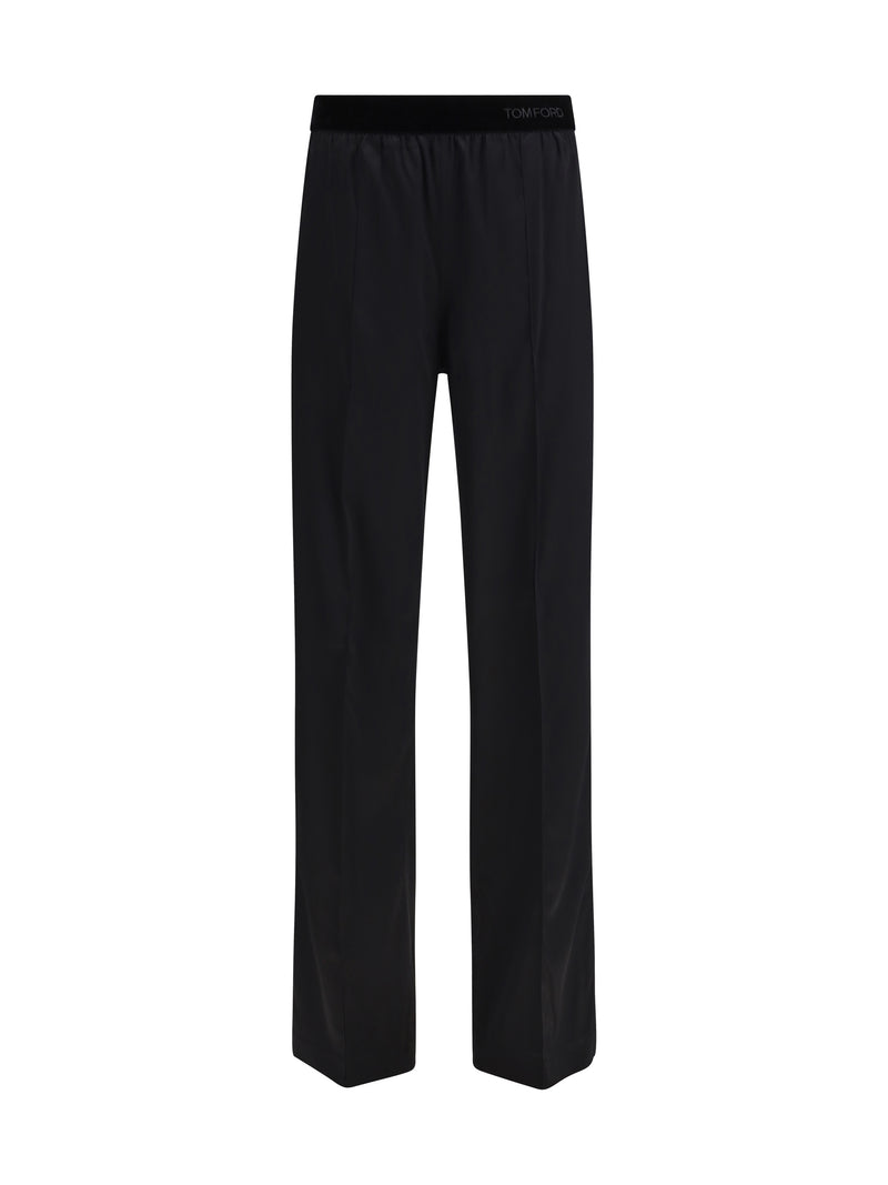 Tom Ford Tom Ford Stretch Silk Satin Pants Black - World Class Fashion