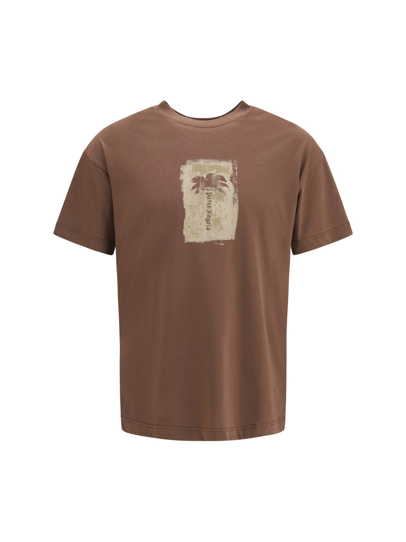 Palm Angels Palm Angels Palm Tree Cotton T-shirt Brown Kaki - World Class Fashion